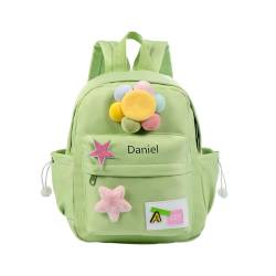 kaululu Rucksack Kinder Personalisierte Kinderrucksack Mädchen Jungen mit Namen Kindergartenrucksack Mädchen Jungen Schulanfang Einschulung Geschenke für Mädchen 5-10 Jahre (Grün) von kaululu