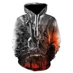 keepmore Herren Tempelritter Hoodie Kreuzritter Bedruckter Pullover Mittelalterlicher Ritter Cosplay Kostüm von keepmore