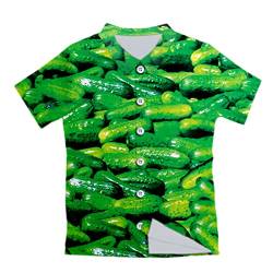 Herren Hip Hop Shirt 3D Gurke Grafik Druck Knopf Hemd Kurzarm Streetwear Sommer Strand Hawaiihemd, a, XL von keusyoi