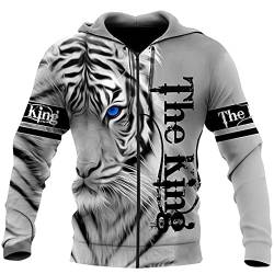 kewing Herren Viking Hoodies Casual 3D Animal Tiger Print Sweatshirt Zip Pullover Jacke, XL von kewing