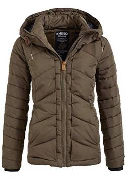 khujo Damen Winterjacke AGDA taillierte Steppjacke mit Kapuze mit Stehkragen und Kordelzug von khujo