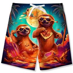 kids4ever Jungen Badehose Schnell Trocknende Strandshorts Faultier 3D Druck Badehose Sommer Surf Badeshorts für Kinder von 9-10 Jahren von kids4ever