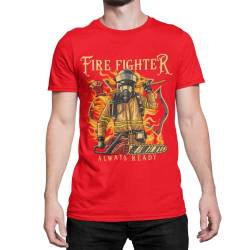 Herren Feuerwehrmann Feuerwehrheld T-Shirt Firefighter Alltagsheld Feuerwehr Tshirt Kurzarm Oberteil Bekleidung für Männer aus Baumwolle Regular Fit Feuer Rot S-XXXXXL (Rot, L) von knut Fashion & Streetwear