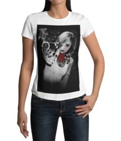 Rockiges Frauen T-Shirt bedruckt mit Motiv Tattoo Girl Damen Shirt Ladyfit Tshirt Grunge Design mit coolen Aufdruck Gr. S-3XL von knut Fashion & Streetwear