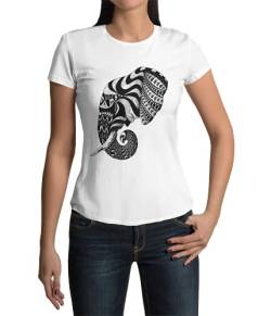 Stylisch Modernes Yoga Elefant Damen T-Shirt Aufdruck Tshirt Kurzarm Oberteil Bekleidung für Frauen Retro Tattoo Mandala aus Baumwolle Sommerlich Regular Fit Gr. XS - XXXL (Weiß, L, l) von knut Fashion & Streetwear