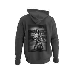 knut Fashion & Streetwear Kapuzenpullover Herren Backprint Hot Rod Girl mit Englisch Bulldog Männer Hoodie mit Kapuze Outfit Rockabilly Langarm Pullover Clothes Größen XS-5XL von knut Fashion & Streetwear