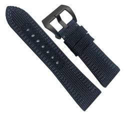 kongsou Canvas-Leder-Uhrenarmband für Panerai Submersible Luminor PAM Nylon-Stoffarmband 24 mm 26 mm(Black Gray Black,26mm) von kongsou