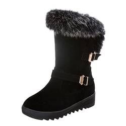 kosopse Mädchen 28 Wasserdicht Schneestiefel Stiefeletten Plus Samtverdickung Warme Baumwollstiefel Weiße Schuhe Damen Pumps (Black-A, 42) von kosopse