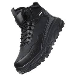 kosopse Schwarze Schuhe Herren 43 Anti-Rutsch-Stiefel Für Frauen Schneestiefel Waetpoof Weiße Schuhe Herren Sneaker Hoch (Black, 46) von kosopse