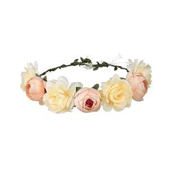 kowaku Blumen-Stirnband, Blumenkranz für Haare, Kopfbedeckung, Haarschmuck, Blumen-Stirnband für Frauen, Blumenkrone für Brautjungfer, Strand, Champagner von kowaku