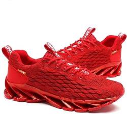 Men's Vault Runners, Men's Slip on Walking Running Shoes Breathable Fashion Sneakers Gym Sports Work Trainers(Red,46) von kumosaga