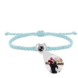 laveecat Personalisiertes Foto Armband benutzerdefinierte Herz Armband mit Bild im Stein geflochtene Foto Projektion Armband für Frauen Weihnachten Jahrestag Geburtstag Geschenk für Sie von laveecat