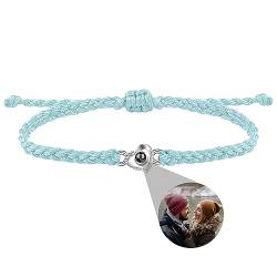 laveecat Personalisiertes Foto Armband benutzerdefinierte Herz Armband mit Bild im Stein geflochtene Foto Projektion Armband für Frauen Weihnachten Jahrestag Geburtstag Geschenk für Sie von laveecat