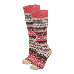 lavendel 2 Paar Kniehohe Ethnisch Wollsocken für Damen - Wärmende Weiche Kniestrümpfe - Ideal für Skifahren - Öko-Tex, 2x Rosa, 36/40 von lavendel