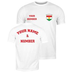 lepni.me Personalisiertes Herren-Fußballtrikot Kurdistan T-Shirt | Name und Nummer | Kurdische Flagge, Abzeichen | Fußball-Europameisterschaft 2024 (M Weiß Mehrfarben) von lepni.me