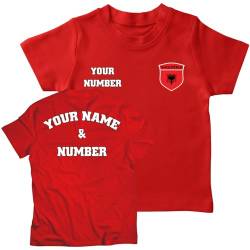 lepni.me Personalisiertes Kinder-Fußballtrikot Albanien T-Shirt | Name und Nummer | Albanische Flagge, Abzeichen | Fußball-Europameisterschaft 2024 (1-2 Jahre Rot Mehrfarben) von lepni.me