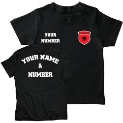 lepni.me Personalisiertes Kinder-Fußballtrikot Albanien T-Shirt | Name und Nummer | Albanische Flagge, Abzeichen | Fußball-Europameisterschaft 2024 (14-15 Jahre Schwarz Mehrfarben) von lepni.me