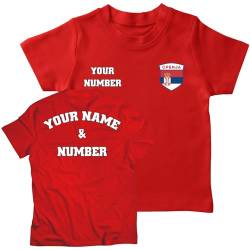 lepni.me Personalisiertes Kinder-Fußballtrikot Serbien T-Shirt | Name und Nummer | Serbische Flagge, Abzeichen | Fußball-Europameisterschaft 2024 (9-11 Jahre Rot Mehrfarben) von lepni.me