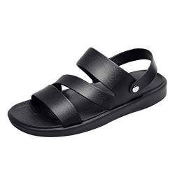 Rutschfeste Sommer-Strand-Zehen-Sandalen Atmungsaktive Herren Casual Open Outdoor Fashion Herren-Sandalen Elegante Schwarze Schuhe Herren (Black, 44) von liaddkv