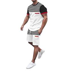 liaddkv 2024 Trainingsanzug Herren Freizeitanzug Sport Set Kurzarm Sommeranzug Herren Leicht Elegant Jogginganzug 2-Teiliges Fashion T-Shirt Mit Kurze Hose Bequemes Herrenanzug von liaddkv