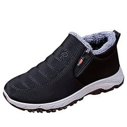 liaddkv Herren Schneestiefel einfache Mode im und Winter einfarbig Komfort Baumwolle verdickt warm Flacher runde Zehe bequem Aufzug Schuhe Herren (Black, 44) von liaddkv