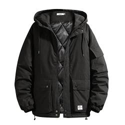 liaddkv Herren Winterjacke Wärme Jacke Schwarz Übergangsjacke Freizeitjacke Herren Sportlich Leicht Kapuzenjacke Sweatjacke Herrenjacke Winter Outdoor Freizeitjacke M-5Xl von liaddkv