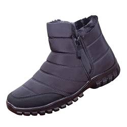 liaddkv Mode Winter Herren Schneestiefel Dicke Sohlen rutschfeste wasserdichte Obere Feste Seite Reißverschluss High Top Für Warme Und Komfort Schuhe Silber Herren (Black, 41) von liaddkv