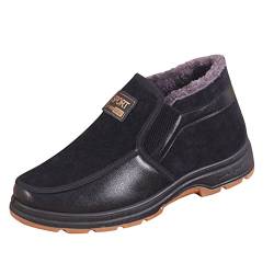 liaddkv Mode Winter Herren Schneestiefel Flache Sohlen Dicke Sohlen rutschfeste Atmungsaktive Slip On Solide Für Warm Und Bequem Bunte Schuhe Herren Sneaker (Black, 40) von liaddkv