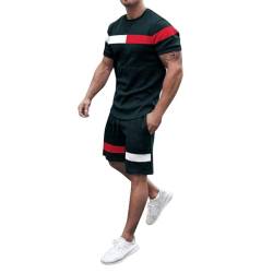 liaddkv Trainingsanzug Für Herren - Sommer Sportanzug 2 Teiliges Outfit Sport Set Kurzarm T-Shirts + Kurze Hose Sets Freizeitanzug Männer Sommeranzug Mit Sporthose Activewear-Sets von liaddkv