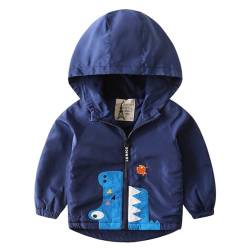 linboo Baby Jungen Jacke Frühling Winddichtes Oberteil mit Kapuze Hoodie Übergangsjacke Windbreaker Kinderjacke Herbstjacke, Blau, 104-110 von linboo