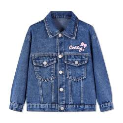 linboo Jeansjacke Mädchen Casual Denim Jacke Warm Übergangs Jacke Langarm Frühling Sommer Mantel Tops, Kaninchenstil, 116(Etikettengröße: 120) von linboo