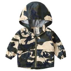 linboo Kinderjacke mit Kapuze Jungen Windjacke Kapuzenpullover mit Reißverschluss Frühling Jacke Übergangsjacke Baby Mäntel Herbst, Tarnung, 104-110 von linboo