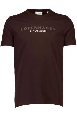 Lindbergh Regular Fit T-Shirt Rundhals Berry Brown, Bedruckt von lindbergh