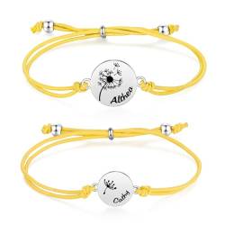 lorajewel Personalisiertes Armband mit Namen Armband für Mutter und Tochter Sohn Geschenk für Kinder zur Einschulung Geschenk für Mädchen Mama Muttertag Geburtstag (Gelb) von lorajewel