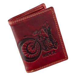 lordies Herren Geldbörse aus echtem Leder mit Motorradmotiv Rider Rot von lordies