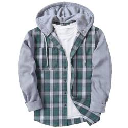 Arbeitshemd Herren Mit Kapuze Hemdjacke Kariertes Karohemd Lässige Kariertes Hemd Westernhemd Locker Holzfällerhemd Holzfäller Jacke Mode Freizeithemden Warm Flanellhemd Flannel Shirt Arbeitshemd von lozssnigzi