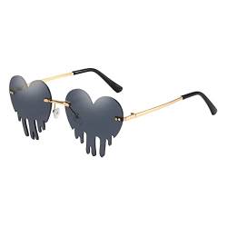 Festival Sonnenbrille Damen: Randlose Herz Festival Gadget Sonnenbrille Unregelmäßige Lustige Rave Festival Brille Festival Zubehör Schmelzen Tropfende Bunte Festival Accessoires Neuheit Brillen von lozssnigzi