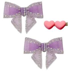 1 Paar lila Strass-Schleifen-Schuh-Clips, abnehmbare Schuhschnallen, Schuhdekorationen, Charms, High Heels, flache Accessoires, Einheitsgröße, Strass von luchike