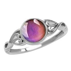 luoluoluo Damen Ringe 925 Silber Buchstabe Ring Vintage Mondstein Ringe Opal Band Ringe Verstellbarer Verlobungsring Eternity Promise Ringe Offene Frauen Ring Mädchen Geschenk von luoluoluo