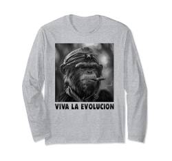 Viva La Evolucion, Revolution, Affe, Nerd Langarmshirt von lustige Evolution, Wissenschaft und Revolution