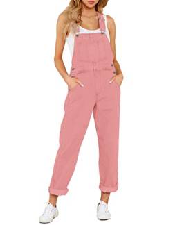 luvamia Damen Casual Stretch Verstellbare Denim Latzhose Jeans Hosen Jumpsuits, B Pink, X-Small von luvamia