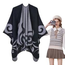 maddd Winterponcho-Umhang, Wickelponcho mit Schal für Damen | atmungsaktiver Winterpullover mit offener Vorderseite | Atmungsaktive Damenschals für Dating, Schule, Arbeit, von maddd