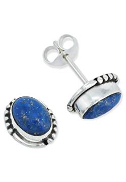 Ohrstecker 925 Silber Lapis Lazuli blauer Stein Edelstein Ohrringe echt Silber Damen Sterling Silber Stecker Geschenk(MOS-020-06) von mantraroma