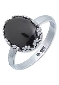 Ring 925 Silber Onyx schwarzer Stein Edelstein echt Silber Damen Sterling Silber Geschenk (MRG-185-03-(54)) von mantraroma