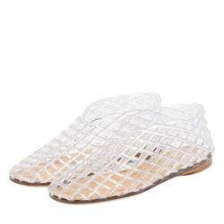 Breathable Summer Slides Clear Hollow Sandals Beach Ballerina Jellies Shoes See Through Flat Slip On for Women Adult Women's Woven Jelly Flats Slip-On Square Toe Mesh Ballet Sole Lightweight von meec