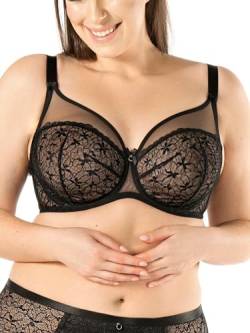 mefemi - Elisabeth Soft - Damenbüstenhalter mit Bügel, Trägern und Spitze - Minimizer - Weich - Große Größen - BH für große Busen - Unterwäsche Frauen - Dessous - Elegant - Schwarz - 95C von mefemi