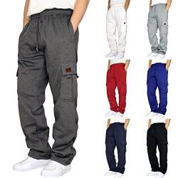 meiodtion Chino Hose Herren Trekkinghose Herren Einfarbig Jogging Hose Herren Baumwolle Hosen Herren Loose Freizeithose Casual Cargo Hosen Herren mit Gummizug Taschen Loose Outdoor Hosen Sporthose von meiodtion