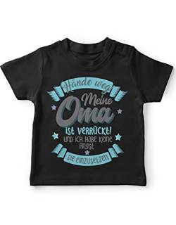 miKalino Baby/Kinder T-Shirt mit Spruch für Jungen Mädchen Unisex kurzarm Hände Weg meine Oma ist verrückt | handbedruckt in Deutschland, Farbe:schwarz, Grösse:80-86 von miKalino