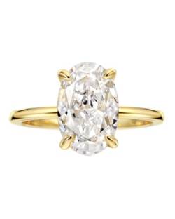 Michooyel Ringe für Damen, Verlobungsringe mit 18 Karat vergoldetem 4ct Oval Zirkonia, Versprechen Ring, Eheringe aus Sterlingsilber Gold von Michooyel