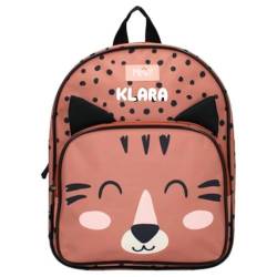 minimutz Kindergartenrucksack Mädchen Junge - Personalisierter mit Name - Rucksack Kinder Katze in braun 3-6 Jahre - Freizeitrucksack 2 Fächer von minimutz